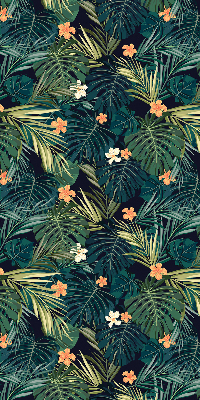 Store enrouleur occultant avec motif de feuilles et fleurs tropicales