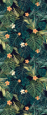 Store enrouleur occultant avec motif de feuilles et fleurs tropicales