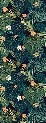 Store enrouleur occultant avec motif de feuilles et fleurs tropicales