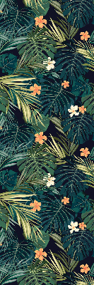 Store enrouleur occultant avec motif de feuilles et fleurs tropicales
