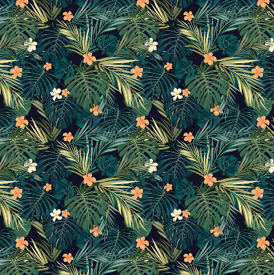 Store enrouleur occultant avec motif de feuilles et fleurs tropicales