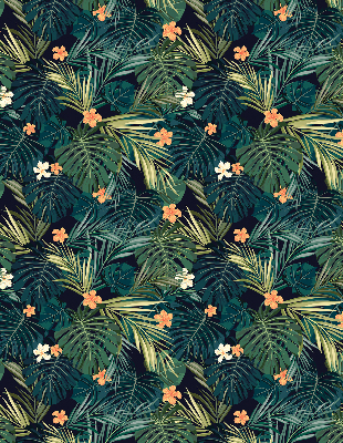 Store enrouleur occultant avec motif de feuilles et fleurs tropicales
