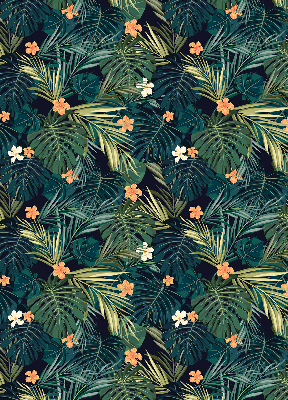 Store enrouleur occultant avec motif de feuilles et fleurs tropicales