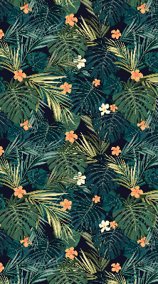 Store enrouleur occultant avec motif de feuilles et fleurs tropicales