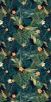 Store enrouleur occultant avec motif de feuilles et fleurs tropicales