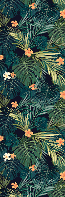 Store enrouleur occultant avec motif de feuilles et fleurs tropicales