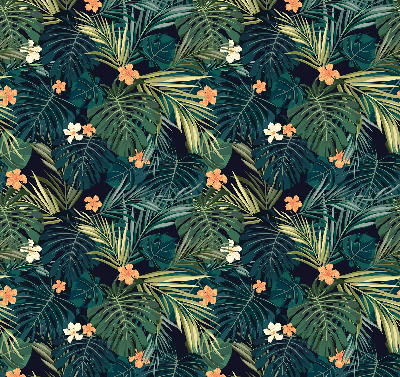 Store enrouleur occultant avec motif de feuilles et fleurs tropicales
