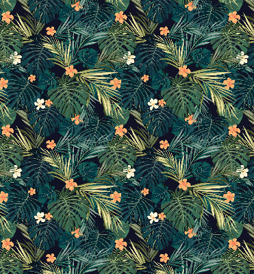 Store enrouleur occultant avec motif de feuilles et fleurs tropicales