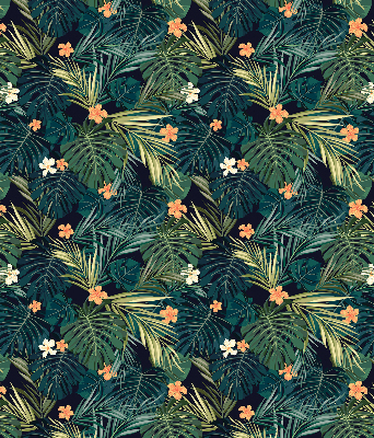 Store enrouleur occultant avec motif de feuilles et fleurs tropicales
