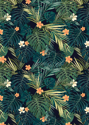 Store enrouleur occultant avec motif de feuilles et fleurs tropicales