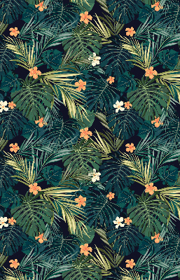 Store enrouleur occultant avec motif de feuilles et fleurs tropicales