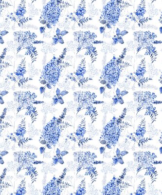 Store occultant fenêtre à fleurs bleues