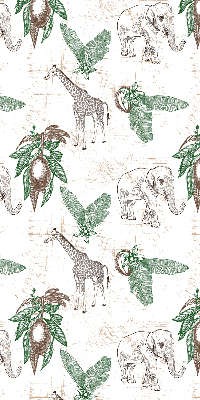 Store enrouleur occultant avec motif girafes, éléphants et feuilles