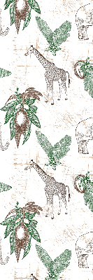 Store enrouleur occultant avec motif girafes, éléphants et feuilles
