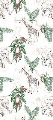 Store enrouleur occultant avec motif girafes, éléphants et feuilles