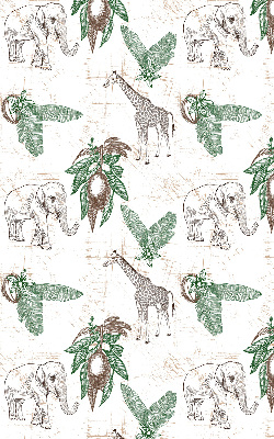 Store enrouleur occultant avec motif girafes, éléphants et feuilles