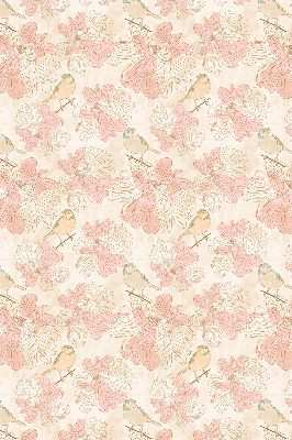 Store occultant fenêtre des oiseaux parmi les fleurs