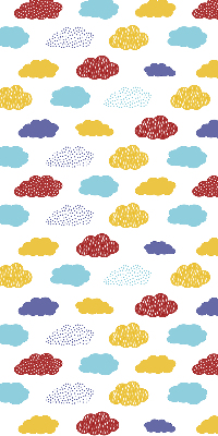 Store enrouleur occultant avec motif de nuages colorés