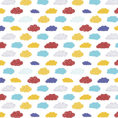 Store enrouleur occultant avec motif de nuages colorés