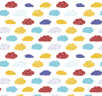 Store enrouleur occultant avec motif de nuages colorés