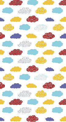 Store enrouleur occultant avec motif de nuages colorés
