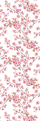 Store enrouleur occultant avec motif de pétales roses et des bourgeons sur un arbre