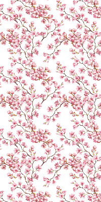 Store enrouleur occultant avec motif de pétales roses et des bourgeons sur un arbre
