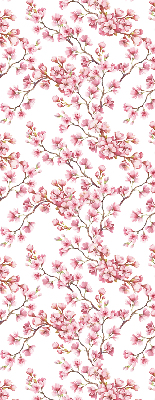Store enrouleur occultant avec motif de pétales roses et des bourgeons sur un arbre