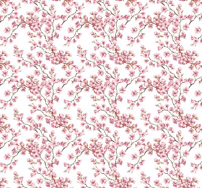 Store enrouleur occultant avec motif de pétales roses et des bourgeons sur un arbre