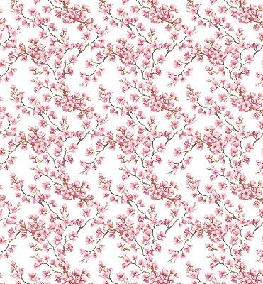Store enrouleur occultant avec motif de pétales roses et des bourgeons sur un arbre