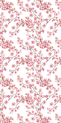 Store enrouleur occultant avec motif de pétales roses et des bourgeons sur un arbre