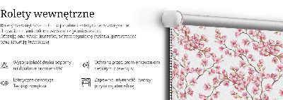 Store enrouleur occultant avec motif de pétales roses et des bourgeons sur un arbre