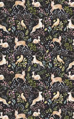 Store fenêtre intérieur avec des chevreuils, des oiseaux et des lapins