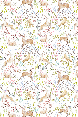 Store enrouleur occultant avec motif de chevreuils, d’oiseaux et de lapins