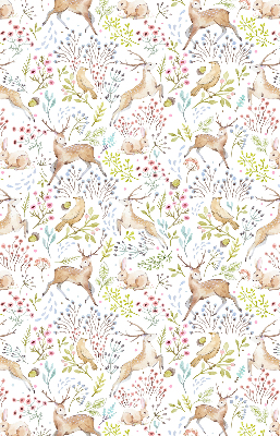 Store enrouleur occultant avec motif de chevreuils, d’oiseaux et de lapins