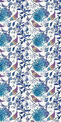 Store occultant fenetre avec motif de fleurs bleues de l'arbre