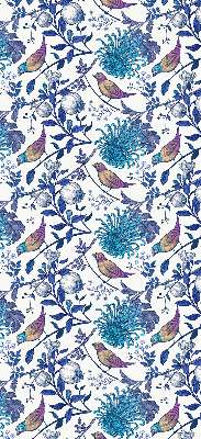 Store occultant fenetre avec motif de fleurs bleues de l'arbre