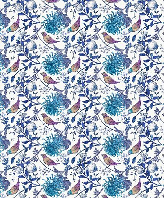 Store occultant fenetre avec motif de fleurs bleues de l'arbre
