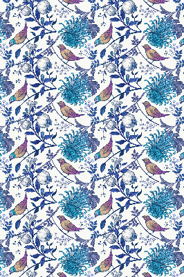 Store occultant fenetre avec motif de fleurs bleues de l'arbre