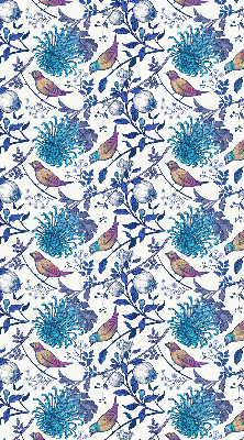 Store occultant fenetre avec motif de fleurs bleues de l'arbre
