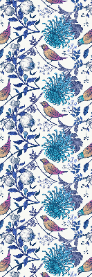Store occultant fenetre avec motif de fleurs bleues de l'arbre