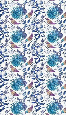 Store occultant fenetre avec motif de fleurs bleues de l'arbre