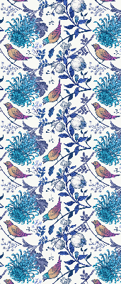 Store occultant fenetre avec motif de fleurs bleues de l'arbre