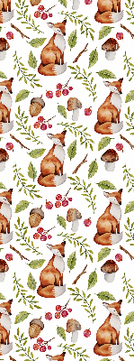 Store enrouleur occultant avec motif de renards, champignons et feuilles