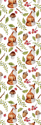Store enrouleur occultant avec motif de renards, champignons et feuilles