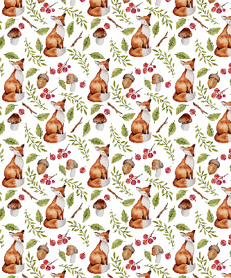 Store enrouleur occultant avec motif de renards, champignons et feuilles