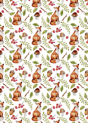 Store enrouleur occultant avec motif de renards, champignons et feuilles