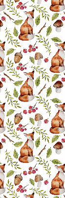 Store enrouleur occultant avec motif de renards, champignons et feuilles