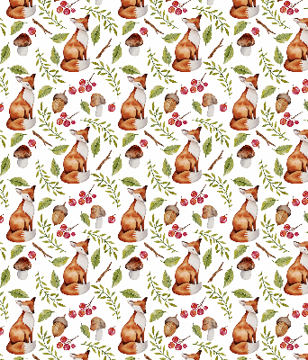 Store enrouleur occultant avec motif de renards, champignons et feuilles