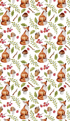 Store enrouleur occultant avec motif de renards, champignons et feuilles